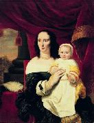 Ferdinand bol Portrait of Johana de Geer-Trip with daughter.